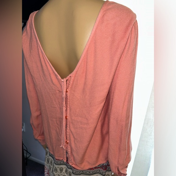 Cloth & Stone peach colored, long sleeved button cuff blouse. Sz S. Los Angeles - Picture 6 of 9